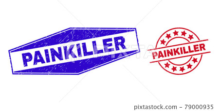 PAINKILLER Corroded Stamp Seals in Round and... - Stock Illustration ...
