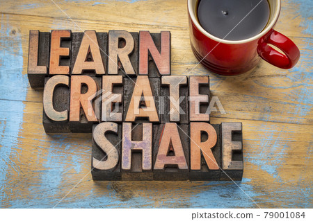 learn, create, share in wood type learn, create, share in wood type 79001084