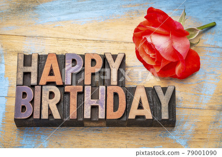 Happy Birthday in wood type Happy Birthday in wood type 79001090