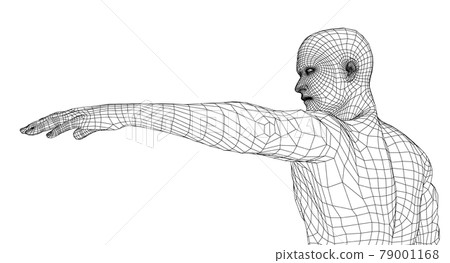 Man holds his hand in front of him. Vector 79001168