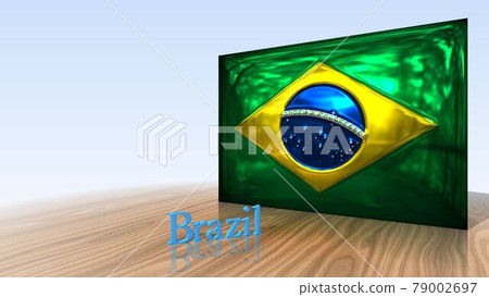 Brazil's flag and text on the floor 4-1-3 79002697