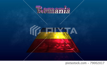 Romanian flag and country name text 6-2-2 flying in space 79002817
