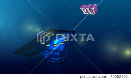 EU flag and text flying in space 6-2-1 EU flag and text flying in space 6-2-1 79002862
