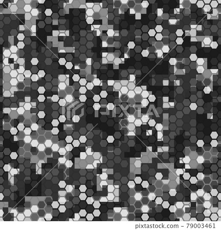 Seamless texture gray hex grid with pixels. Vector Illustration. 79003461