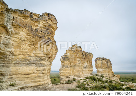 limestone pilars in Kansas prairie 79004241