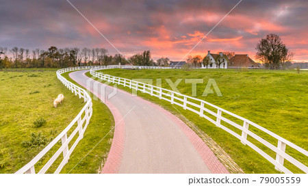 Dutch Countryside landscape with historical houses 79005559