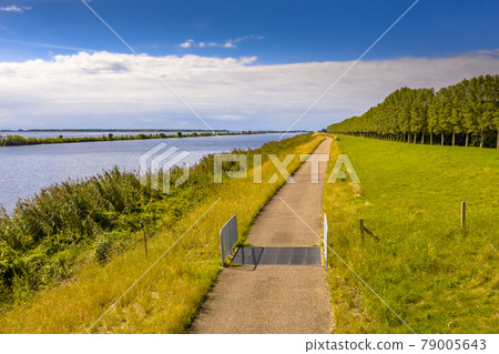 Aerial view of Dike and canal 79005643