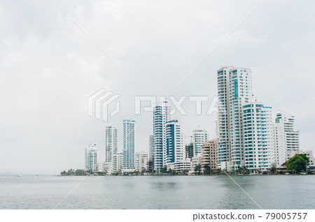 Cartagena de Indias, Bolivar, Colombia, 2021: View of Bocagrande hotels and commercial centers Cartagena de Indias, Bolivar, Colombia, 2021: View of Bocagrande hotels and commercial centers 79005757