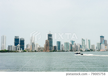 Cartagena de Indias, Bolivar, Colombia, 2021: View of Bocagrande hotels and commercial centers Cartagena de Indias, Bolivar, Colombia, 2021: View of Bocagrande hotels and commercial centers 79005758