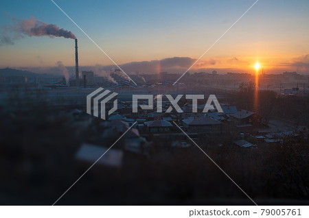 siberia, krasnoyarsk - dec, 2020: panorama of the city of in winter siberia, krasnoyarsk - dec, 2020: panorama of the city of in winter 79005761