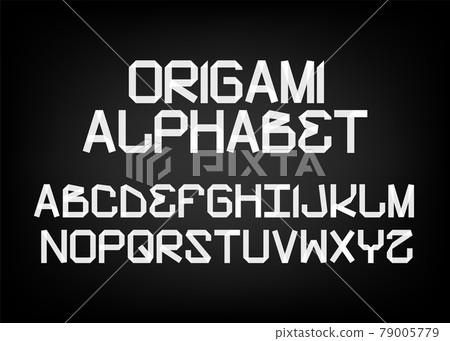 Designer font in the form of origami. Vector font. Part 1 79005779