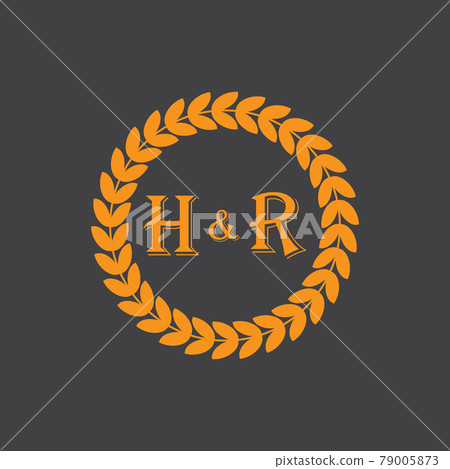gold laurel whreat wedding initial vector image gold laurel whreat wedding initial vector image 79005873
