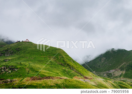summer mountains green grass and blue sky landscape. mountain panorama summer mountains green grass and blue sky landscape. mountain panorama 79005956