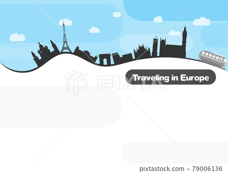travel around Europe by train. flat style image 79006136