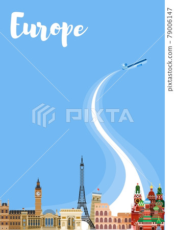 Europe tourism travel with the whole family. flat Europe tourism travel with the whole family. flat 79006147