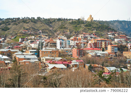 City landscape, architecture of Tbilisi. The capital of Georgia. Big city in the highlands 79006222