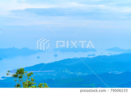 Natural landscape. Tropical island in Malaysia. Mountain jungle nature view from high viewpoint 79006235
