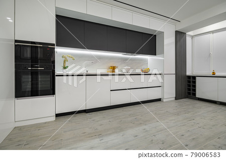 Luxury white and black modern marble kitchen Luxury white and black modern marble kitchen 79006583