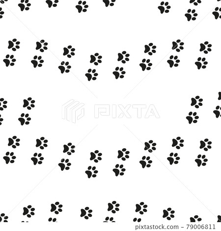 Animal footprint seamless pattern. Footprints of a cat Animal footprint seamless pattern. Footprints of a cat 79006811