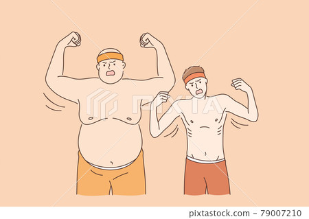 Thick and thin athletes concept. 79007210
