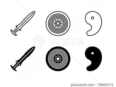 Icon set of three sacred treasures: line and paint 79008773