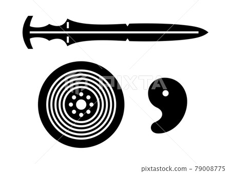 Pictograms of the three sacred treasures: paint 79008775