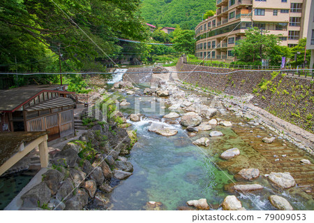 川治親合公園附近的小鹿川、散步道周圍的風景、川治溫泉、日光市、 79009053