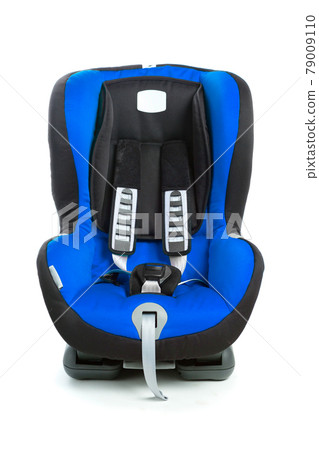 baby car seat, blue color, isolated on white baby car seat, blue color, isolated on white 79009110