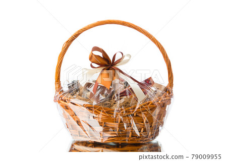 gift basket on white background gift basket on white background 79009955