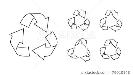 Black line triangular recycle eco icon set vector 79010148