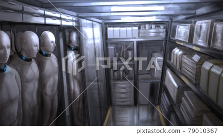 Warehouse where android bodies are lined up 79010367