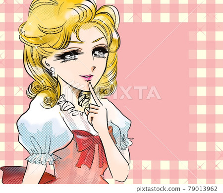 70's Shojo Manga A young lady in a dress with a... - Stock Illustration ...