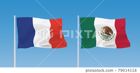 法國和墨西哥的美國國旗 79014118