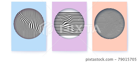 Set of posters with abstract line art. Geometric 79015705