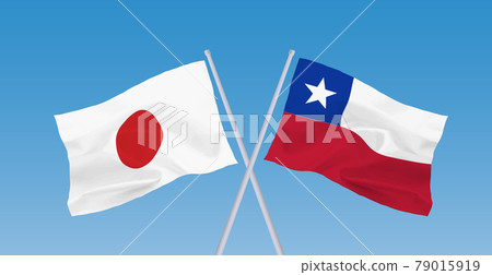 Flags of Japan and the Republic of Chile 79015919