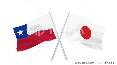 Flags of Japan and the Republic of Chile 79016414