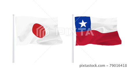 Flags of Japan and the Republic of Chile 79016418