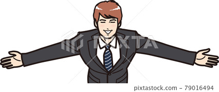 Businessman who spreads both hands ② Bird's-eye view 79016494