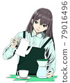 Female clerk roasting coffee 79016496