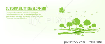 Banner for Eco friendly, Sustainable and World Environment day with water brush piant 79017081