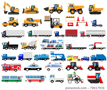 Women driving various working vehicles (heavy machinery, trucks, emergency vehicles, buses, agricultural machinery) Women driving various working vehicles (heavy machinery, trucks, emergency vehicles, buses, agricultural machinery) 79017938