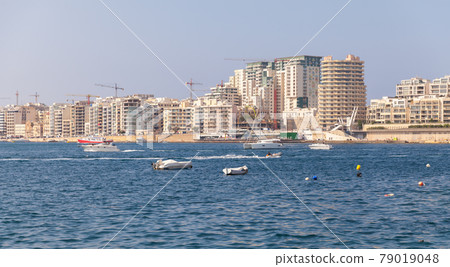 Modern houses and boats. Sliema, Malta 79019048