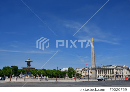 Place de la Concorde on a sunny day in Paris, France, taken on May 27, 2020. 79020769