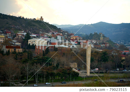 City landscape, architecture of Tbilisi. The capital of Georgia. Big city in the highlands City landscape, architecture of Tbilisi. The capital of Georgia. Big city in the highlands 79023515