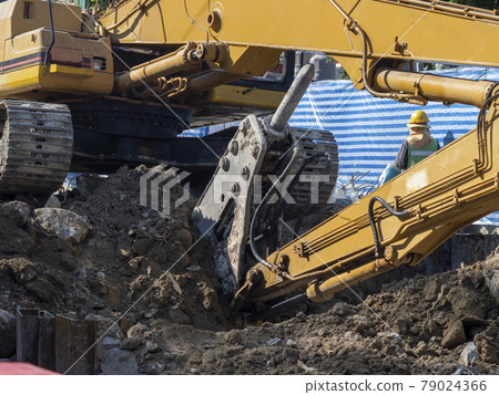 road drill truck in construction area road drill truck in construction area 79024366