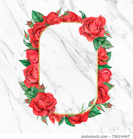 Blooming red rose vector frame - Stock Illustration [79024467] - PIXTA