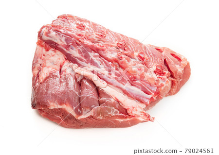piece of raw pork on a white background. isolated. piece of raw pork on a white background. isolated. 79024561