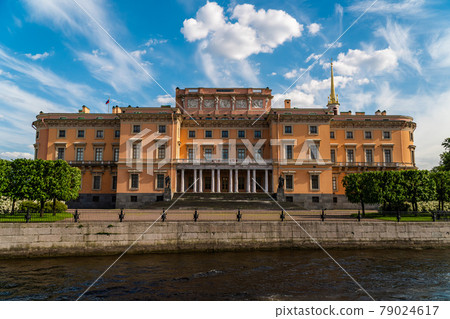 Russia. Saint-Petersburg. June 5, 2021. The Engineering Castle is the former imperial palace of Emperor Paul I in the center of St. Petersburg on a sunny summer day. Russia. Saint-Petersburg. June 5, 2021. The Engineering Castle is the former imperial palace of Emperor Paul I in the center of St. Petersburg on a sunny summer day. 79024617