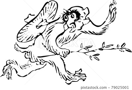 Birds and Beasts Caricature: A monkey that runs and runs away Birds and Beasts Caricature: A monkey that runs and runs away 79025001