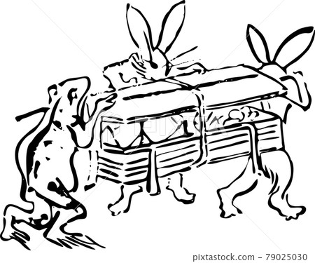 Choju-Giga: Rabbits and frogs carrying ceremonial luggage Choju-Giga: Rabbits and frogs carrying ceremonial luggage 79025030